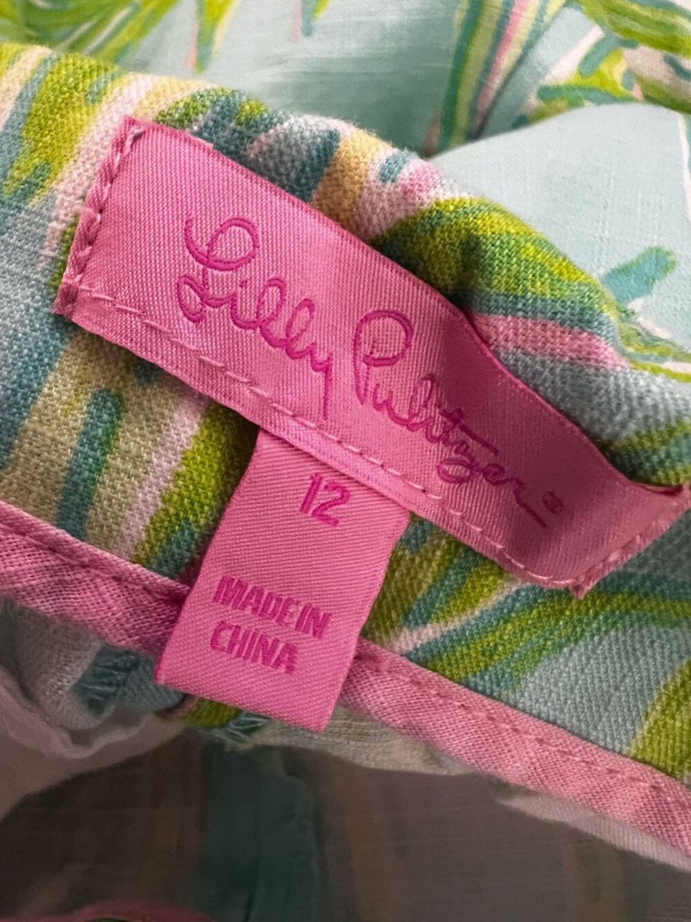 Lilly Pulitzer Resort Fit Bamboo Palm Shorts Side Zip 10" Inseam Cotton Size 12 - Picture 4 of 9